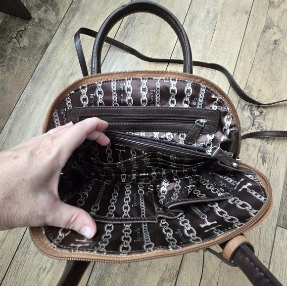 Tignanello Leather Brown Satchel with Crossbody Strap - Picture 9 of 12